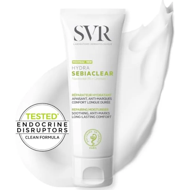 SVR Hydra Sebiaclear – Anti-Markierungen – reparierende feuchtigkeitsspendende Pflege – für empfindliche Haut zu Akne – 40 ml Tube aus recyceltem Material