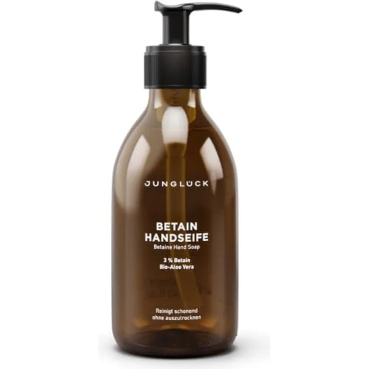 junglück JUNGLÜCK Betain Handseife - Vegan, feuchtigkeitsspendendes Handwaschgel mit BIO Aloe Vera, pH-hautneutral, duftneutral, hautschonend für empfindliche Haut