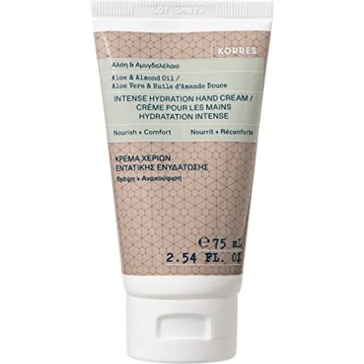 KORRES ALOE & ALMOND OIL Intensiv feuchtigkeitsspendende Handcreme mit Mandelöl, für geschmeidige Haut, silikon- und parabenfrei, 75 ml – Bild 1