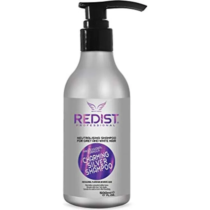 Redist Charming Silver Shampoo 500ml | No Yellow - Purple Shampoo | Anti-Gelbstich Shampoo | Silber Shampoo für Blond, Platin, graues Haar | Friseurbedarf |