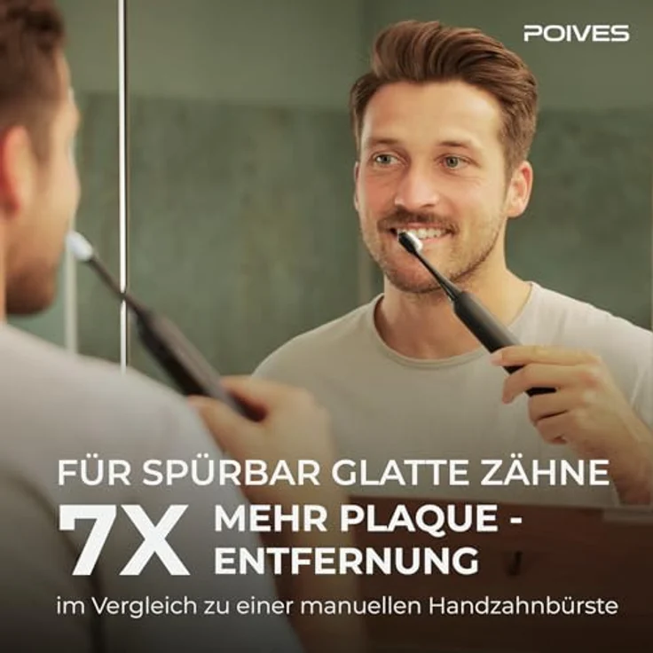 POIVES Schallzahnbürste POIVES P1 Pro, elektrische Zahnbürste mit Drucksensor, 72.000 Bewegungen, 4 Jahre Garantie, Midnight Blue – Bild 5