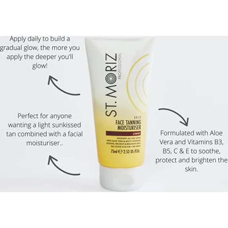 St. Moriz Professional Daily Face Tanning Feuchtigkeitscreme mit Aloe Vera & Vitamin E, Schrittweise vegane Fake Tan, mittel (75ml) – Bild 2