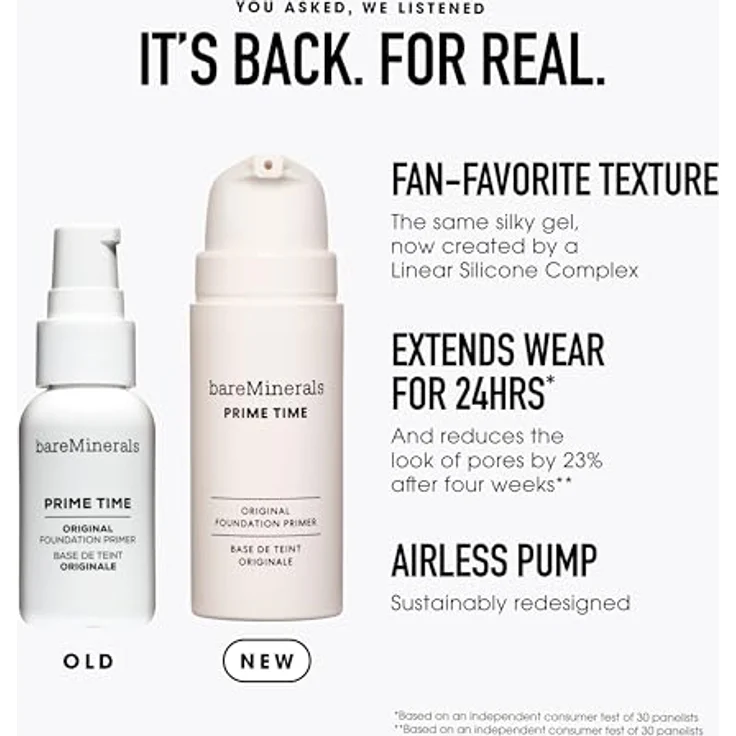 bareMinerals Prime Time Pore-Minimizing Foundation Primer, 15 ml mit samtiger Gel-Textur für minimierte Poren und natürlichen Filter-Effekt – Bild 4