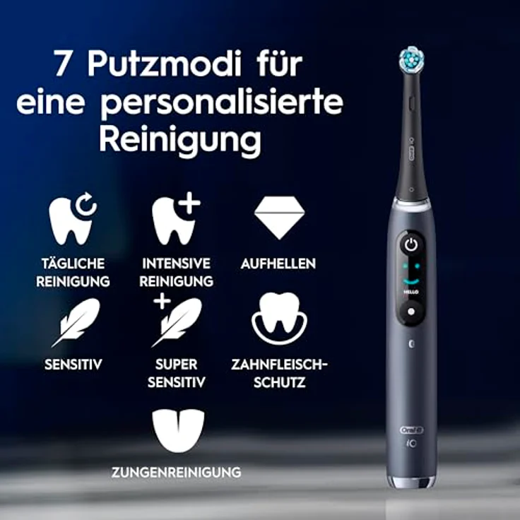 Oral-B iO Series 9 Plus Edition Doppelpack Elektrische Zahnbürste mit 7 Putzmodi, 4 Aufsteckbürsten, Lade-Reiseetui, designed by Braun, black onyx/rose quartz – Bild 10
