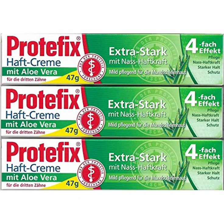 Protefix Haft-Creme mit Aloe Vera für Zahnprothesen - Haftmittel mit extra starkem Halt für den ganzen Tag - mit Aloe Vera für milde Pflege - 1 x 47 g Haftcreme – Bild 2