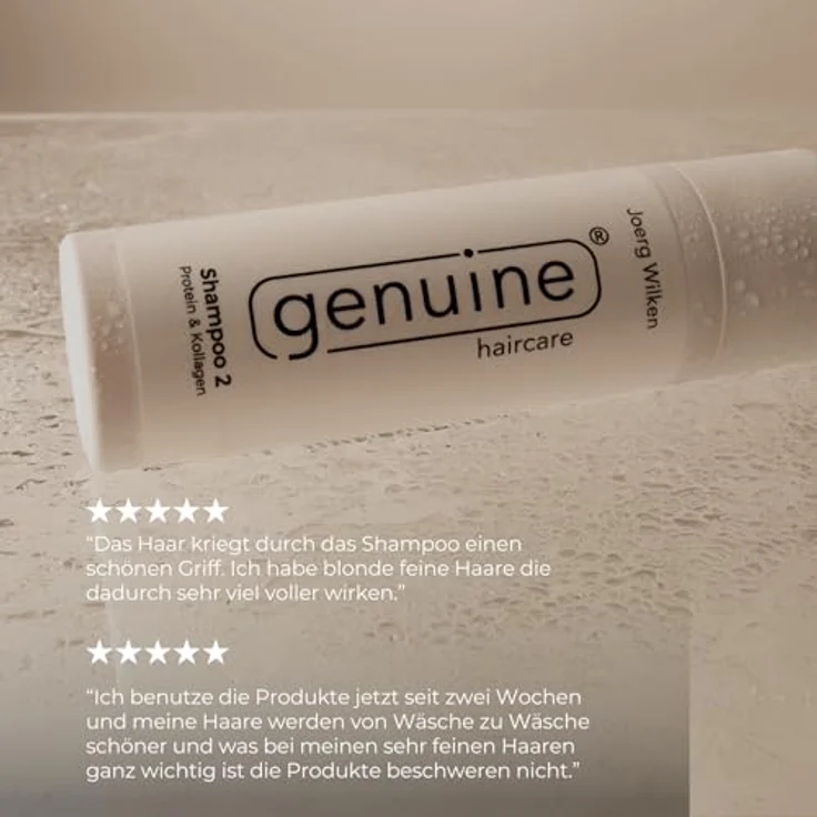 genuine haircare Shampoo 2 - Protein Shampoo für feines Haar, Kollagen & Hyaluronsäure, vegan, silikonfrei, 200 ml – Bild 4