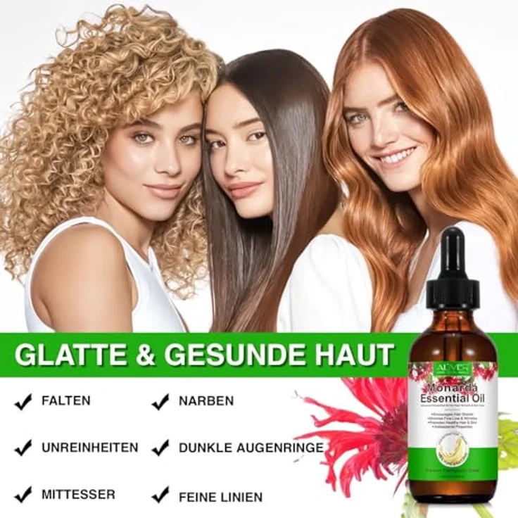 P-Beauty Ätherisches Monarda Öl, 2x60ml Haaröl, Hautpflegeöl & Wimpernöl - Feuchtigkeitsspendend, Haarwachstum, Anti-Aging - Natürliches Pflegeöl für alle Hauttypen – Bild 5