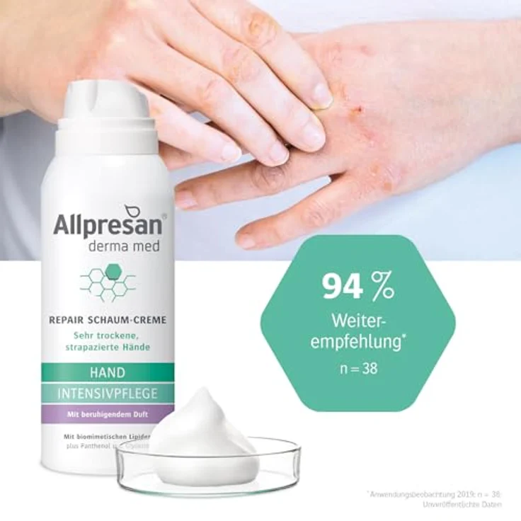 Allpresan Derma med Repair Schaum-Creme mit beruhigendem Duft - Zur Pflege sehr trockener und strapazierter Hände - 100 ml – Bild 4