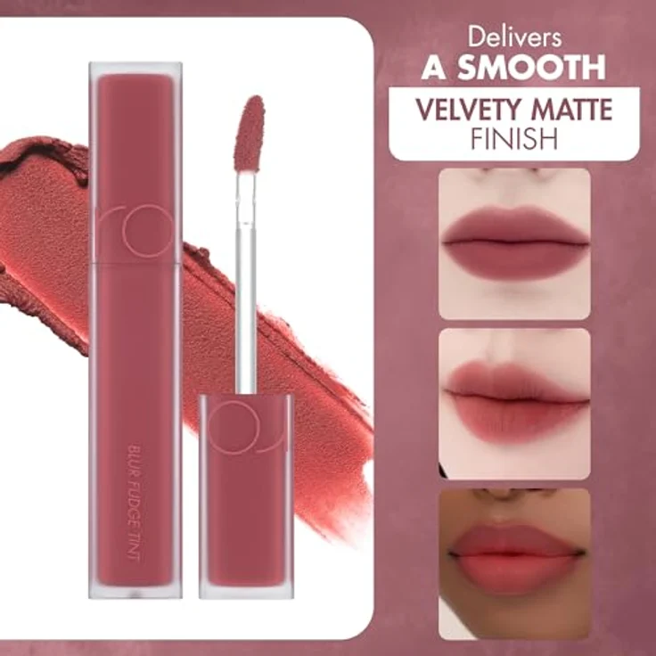 rom&nd Blur Fudge Tint 5g (02 ROSIENTAL), Lippenstift mit samtigem mattem Finish und weicher Formel für einen verwischten Effekt – Bild 5
