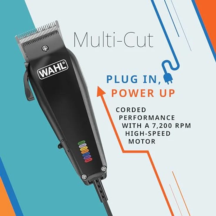 Wahl 3027683 MultiCut Tierhaarschneidemaschine, kabelgebunden mit leistungsstarkem 7.200 RPM Motor und 7 farbcodierten Aufsteckkämmen – Bild 3