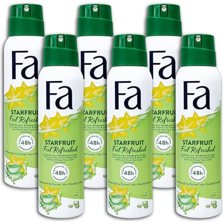 Henkel 6 er Pack FA Feel Refreshed Starfruit Deodorant 6 x 150 ml, erfrischender Duft