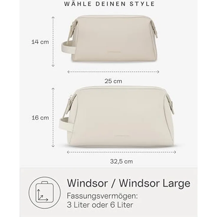 Kapten & Son Windsor Large Kulturbeutel, 32.5 cm, 100% PET, beige, 16.3 cm x 16 cm – Bild 7