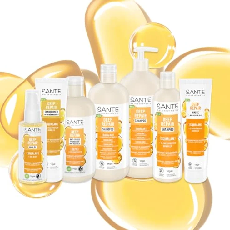 SANTE Naturkosmetik Deep Repair Shampoo Squalan + 3-Fach Protein Komplex, veganes Pflegeshampoo für geschmeidiges und glänzendes Haar, 950 ml – Bild 5