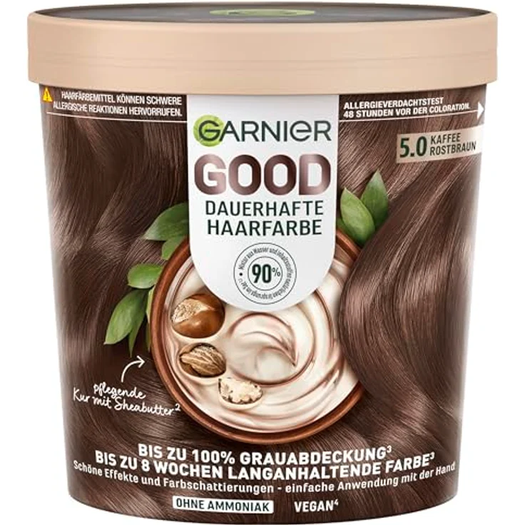 Garnier GOOD Dauerhafte Haarfarbe 5.0 Kaffee Rostbraun, Ammoniakfreie Coloration mit bis zu 100% Grauabdeckung, 1 Stk. – Bild 1