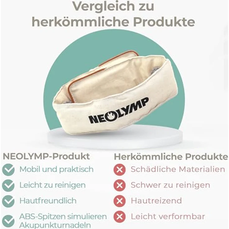 NEOLYMP Akupressur Stirnband, verstellbar für Kopf- und Kiefermassage, fördert die Durchblutung, Schwarz – Bild 7