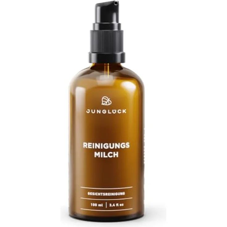 junglück JUNGLÜCK Reinigungsmilch Gesicht - Vegan, Gesichtsreinigung mit BIO Aloe Vera & BIO Mandelöl, pflegt die Haut ohne auszutrocknen
