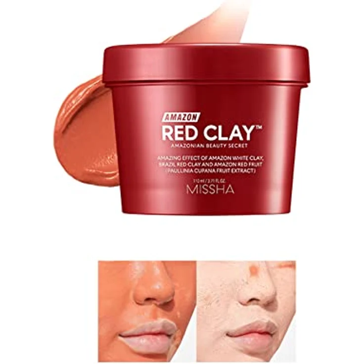Missha Amazon Red Clay™ Gesichtsmasken, reinigende Maske zur Reduktion von Hauttalg und Verkleinerung der Poren, 110 ml – Bild 1