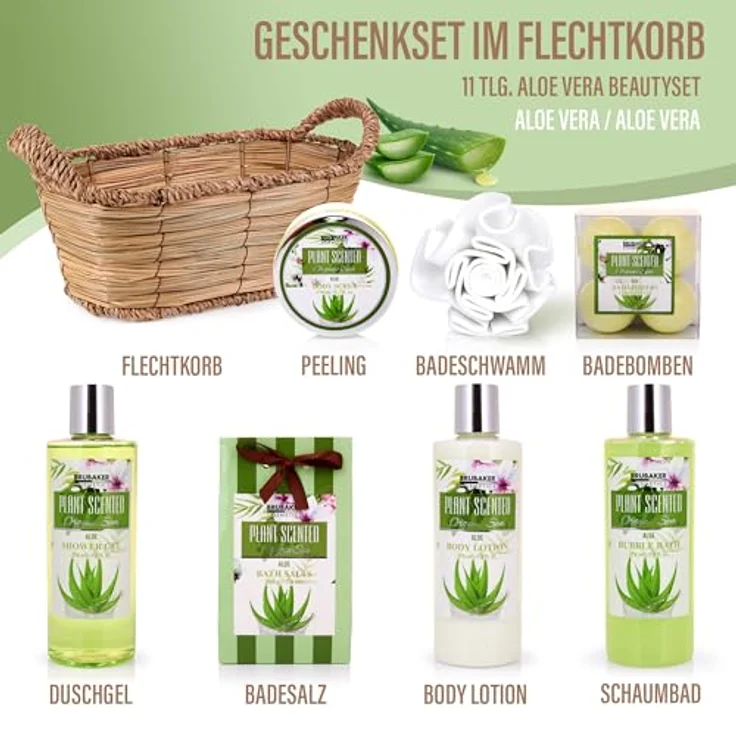 11 tlg. Aloe Vera Beautyset Geschenkset im Flechtkorb – Bild 4