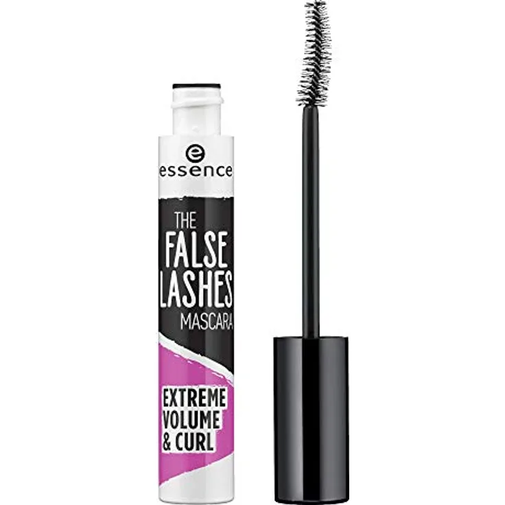 essence THE FALSE LASHES MASCARA EXTREME VOLUME & CURL, Wimperntusche, schwarz, schwunggebend, volumengebend, vegan, ohne Parfüm, ohne Alkohol (10ml)