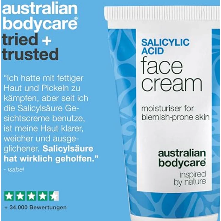 Australian Bodycare Salicylsäure Anti-Pickel-Gesichtscreme, Nicht komedogene Formel mit Salicylic Acid, 50 ml – Reinigt Poren, reduziert Rötungen und spendet Feuchtigkeit – Bild 5
