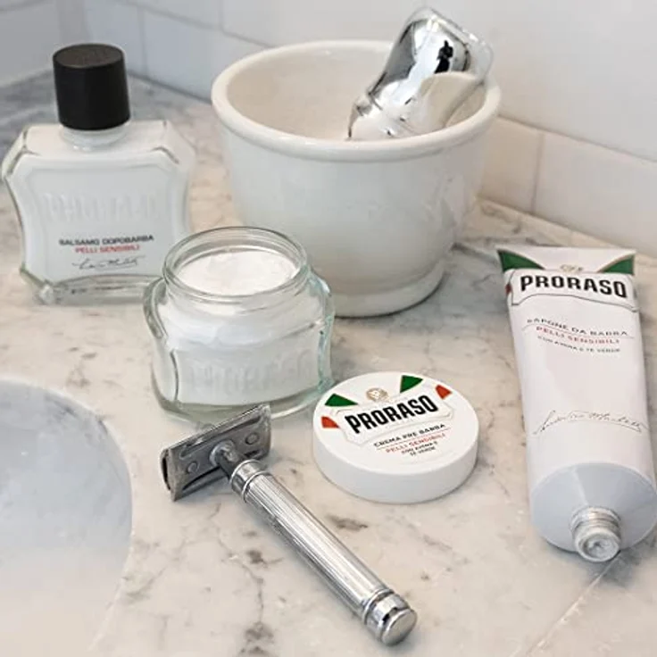 Proraso Vintage Selection Toccasana x3 Weiss Sensitive inkl. Rasiercreme, Rasierseife, Pflegebalm – Bild 6