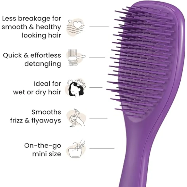 Tangle Teezer The Ultimate Detangler Mini, Flachbürste für Damen, sanft zu Haar und Haut, Fresh Purple – Bild 4