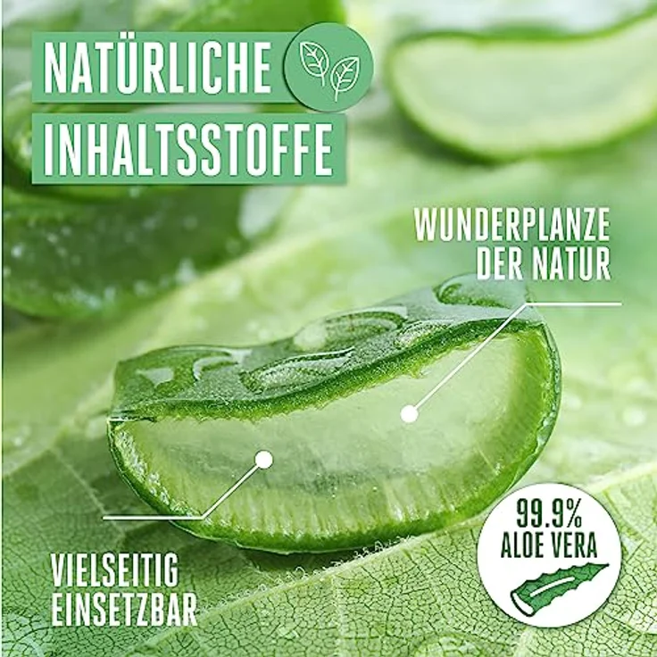 Vitabay Aloe Vera Gel 100 Prozent (99.9%) 250ml - Aloe Vera After Sun Lotion Sonnenbrand - Aloe Vera Herren Naturkosmetik - Aloe Vera Saft Salbe Feuchtigkeitscreme – Bild 5