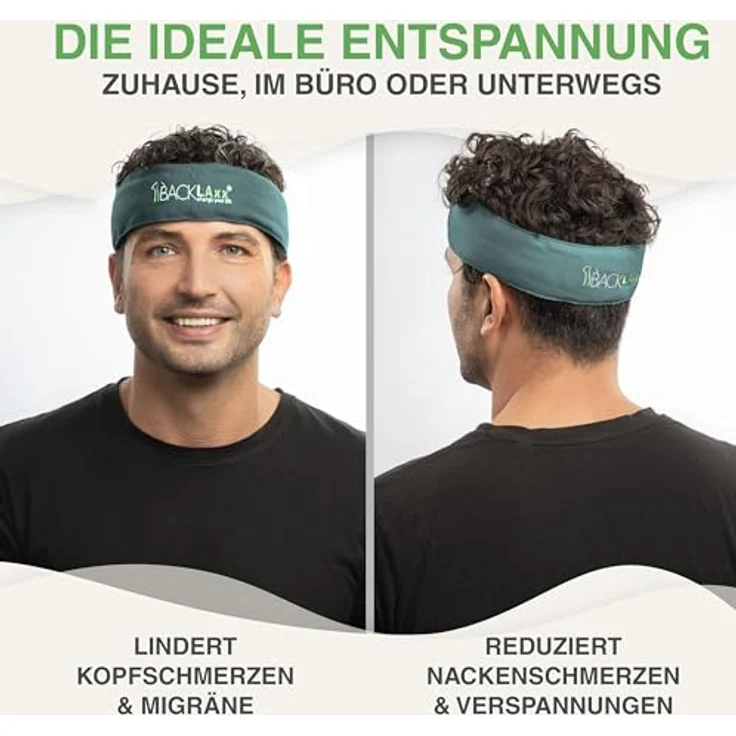 BACKLAxx® Massagegerät BACKLAxx® Akupressur Stirnband mit Intensitätsregulierung, schmutzabweisend und antibakteriell, für Kopfumfang 51-58 cm, Halbleinen, atmungsaktiv – Bild 5