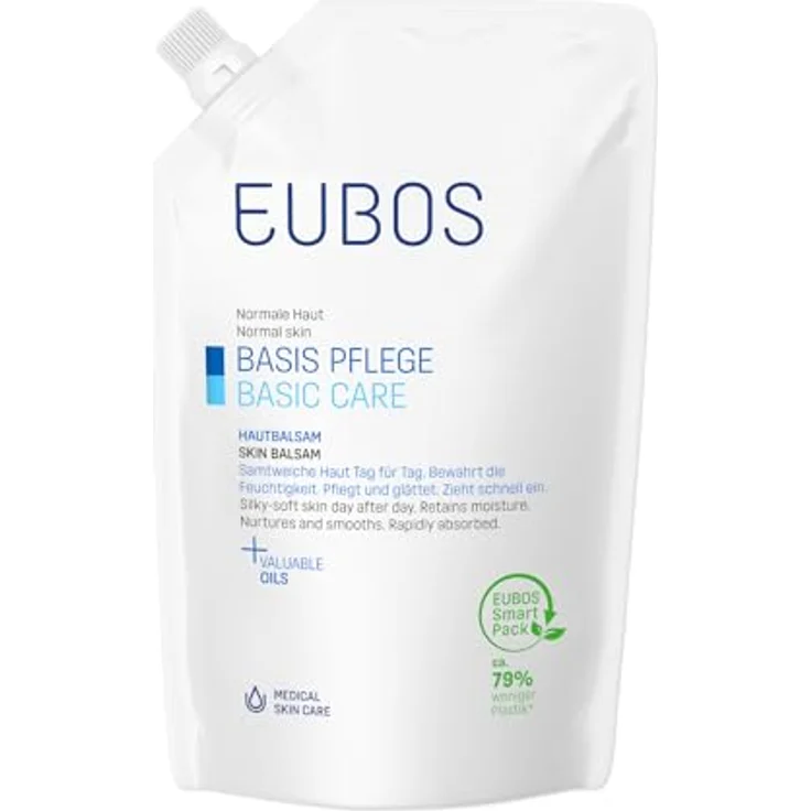 Eubos BASIS PFLEGE Hautbalsam Nachfüllbeutel Feuchtigkeit spendende Körperlotion 400ml - Intensiver Schutz und Feuchtigkeit, normale Haut, dermatologisch bestätigt – Bild 1