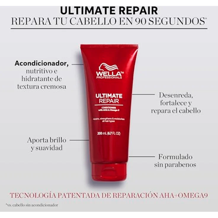 Wella Professionals Ultimate Repair Tiefenernährungsspülung, geschädigtes Haar, 200 ml, reichhaltige und cremige Textur – Bild 2
