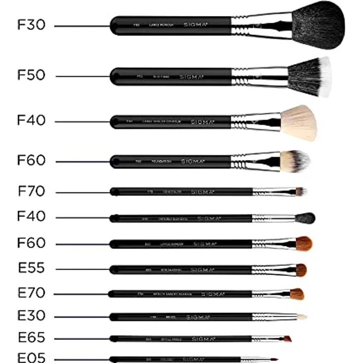 Sigma Beauty Essentielles Make-up Pinsel Set – Professionelle Pinsel mit Premium-Fasern & eleganten Griffen, 12 schwarze Pinsel – Bild 5