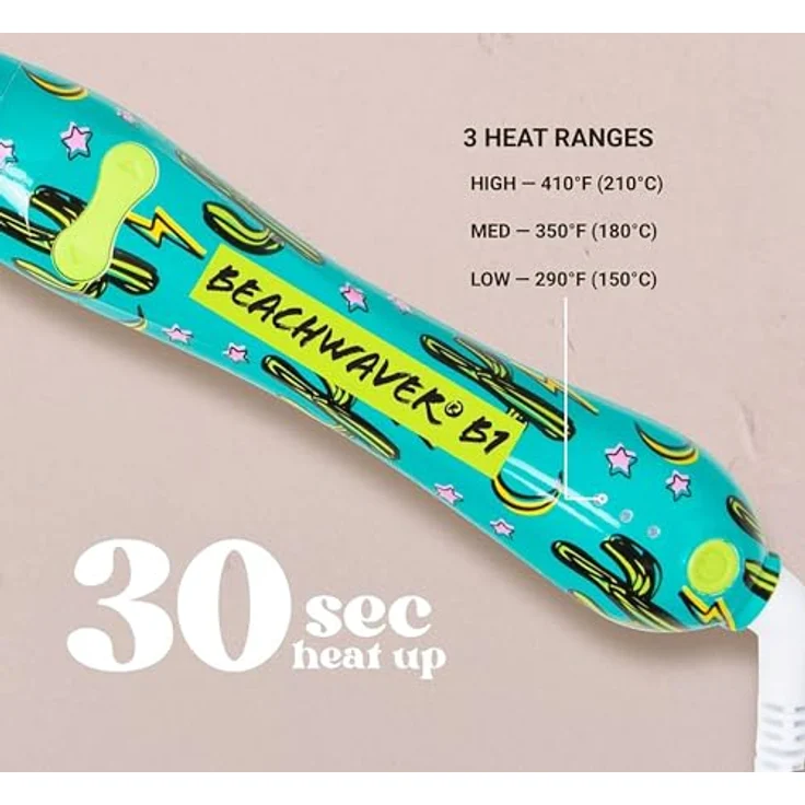 Beachwaver B Series B1 Neon Desert, Lockenstab mit Keramikzylinder, 3 einstellbaren Wärmestufen, doppelter Drehrichtung, 25,4 mm für sanfte Locken aller Haartypen – Bild 5