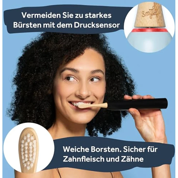 Smyle Schallzahnbürste mit Sensor – 3 Monate Akkulaufzeit, intelligenter Timer, 5 Putzmodi, wasserdicht, blau – Elektrische Zahnbürste mit lebenslanger Garantie – Bild 5