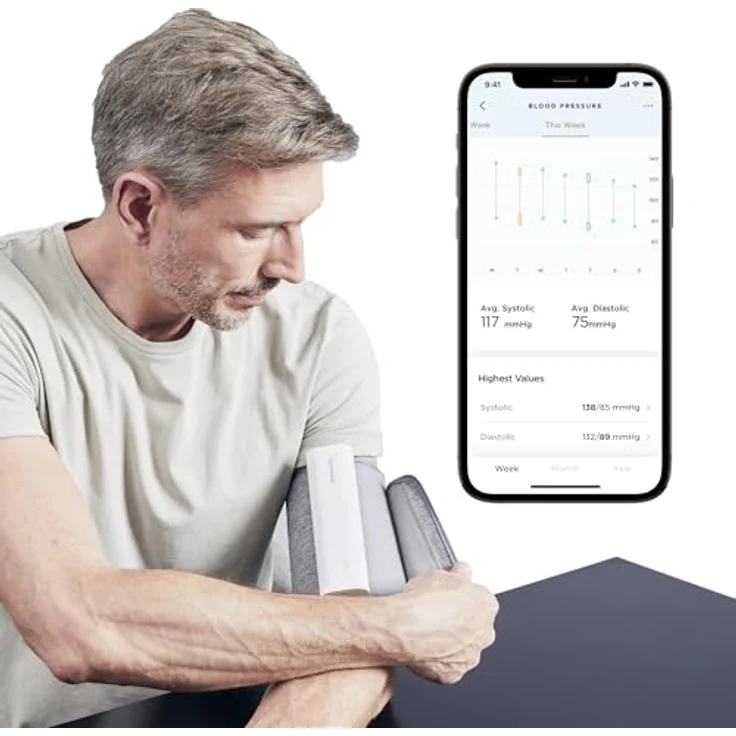 Withings BPM Connect, Elektronisches Oberarm-Blutdruckmessgerät mit Wi-Fi- und Bluetooth-Synchronisierung, inkl. Reiseetui, farbcodierte Rückmeldung, Herzfrequenzmessung – Bild 2