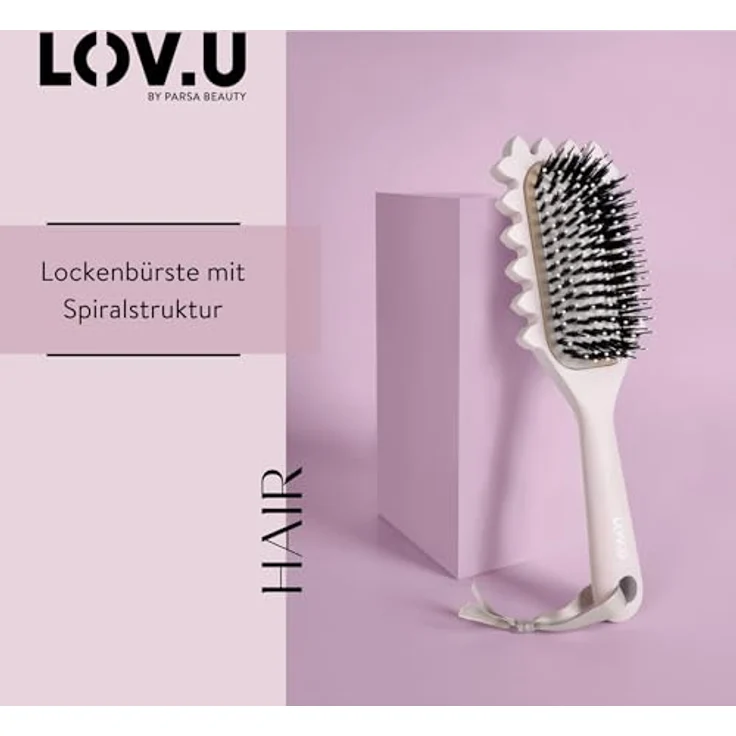 PARSA Beauty LOV.U Lockenbürste, Haarbürste mit Herz-Design zur Definition & Entwirrung für lockiges Haar – Bild 2