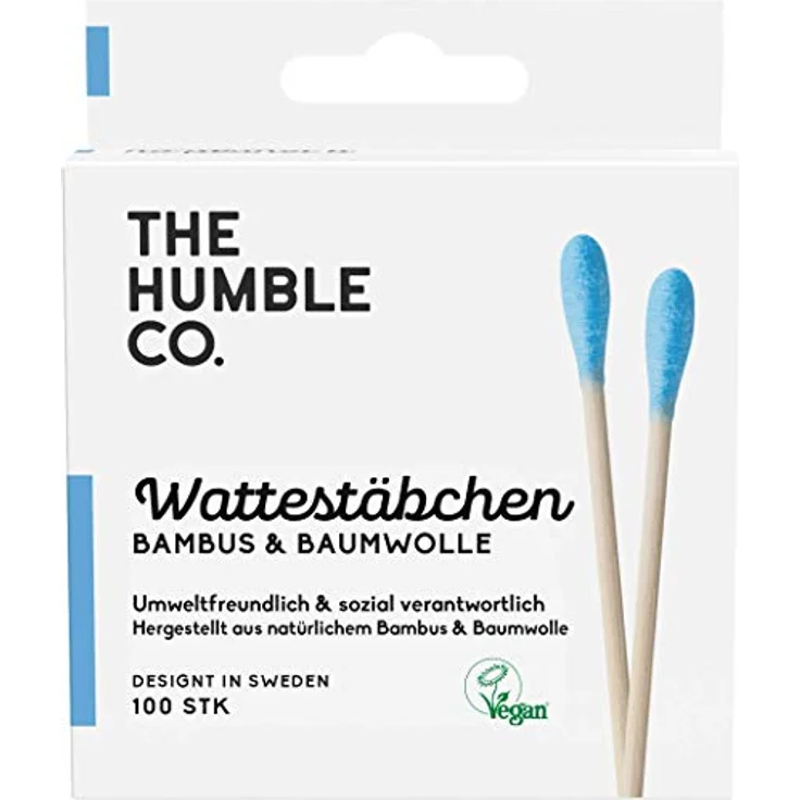 The Humble Co. Bambus Blau Wattestäbchen 100 Stück – Bild 1