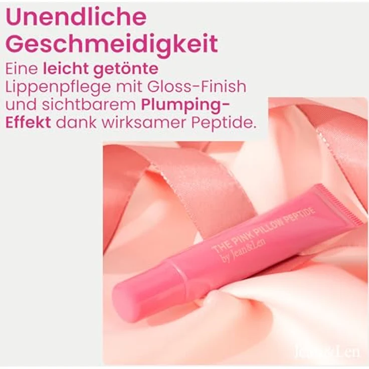 Jean & Len Lip Treatment Pink Pillow, leicht getönte Lippenpflege mit Gloss-Finish, Plumping-Effekt, Vanille-Aroma, vegan, 10 ml – Bild 3