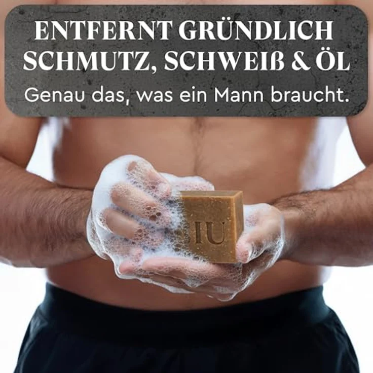 lubiu Tiefwald Seife 100g - 3in1 Feste Duschseife für Männer (Körper, Haare & Bart), Naturseife mit erdigem Duft aus ätherischen Ölen, vegan und palmölfrei – Bild 3
