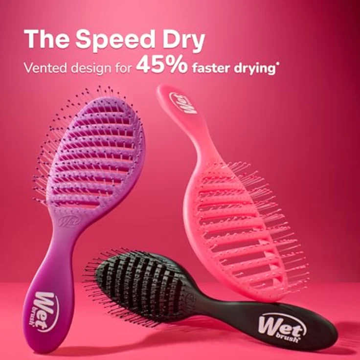 Wet Brush Speed Dry Charcoal Infused Bürste, Flachbürste für alle Haartypen mit flexiblen Borsten zur schonenden Entwirrung und Kopfhautmassage – Bild 10