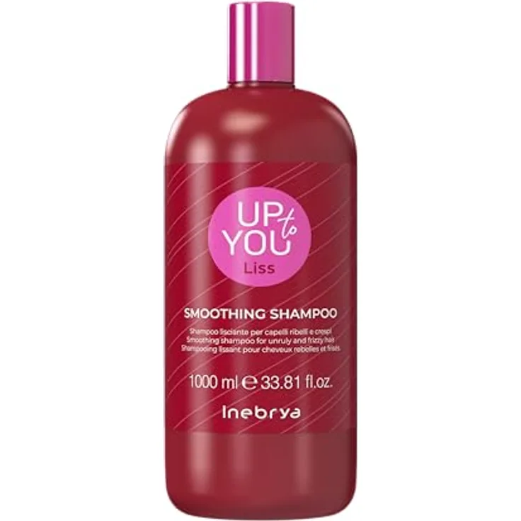 Inebrya Up To You Smoothing Glättendes Shampoo, 1000 ml für widerspenstiges und krauses Haar mit Vitaminen A, E, C und Himbeerextrakt, vegane Formel 97% natürliche Inhaltsstoffe