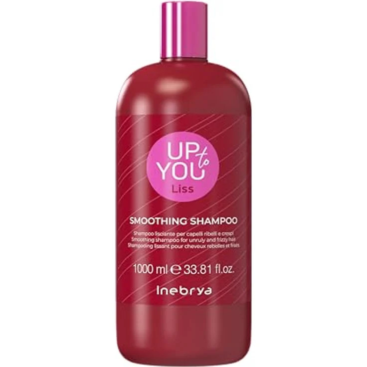 Inebrya Up To You Smoothing Glättendes Shampoo, 1000 ml für widerspenstiges und krauses Haar mit Vitaminen A, E, C und Himbeerextrakt, vegane Formel 97% natürliche Inhaltsstoffe