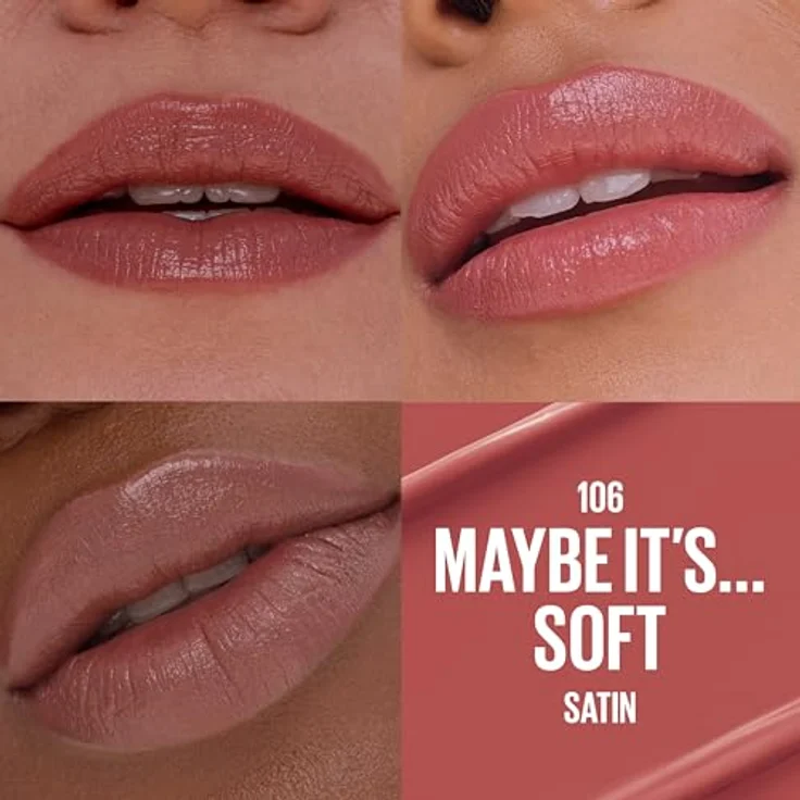 Maybelline New York Lifter Lipstick 106 Maybe Its Soft, feuchtigkeitsspendender Lippenstift in sanftem Nude-Ton – Bild 4