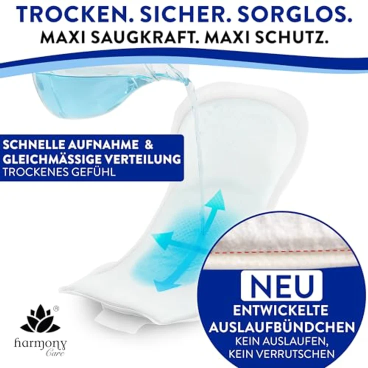 Harmony Care Lady Maxi Inkontinenz-Einlage – 800ml Saugleistung, 28 Stück, mit Auslaufschutz und Geruchskontrolle, diskret und komfortabel – Bild 5