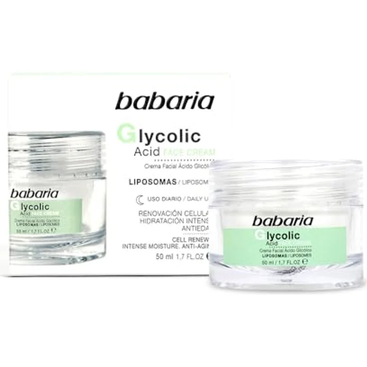 Babaria Glycolic Acid Face Cream, Gesichtscreme zur Zellregeneration, 50ml, vegan – Bild 1