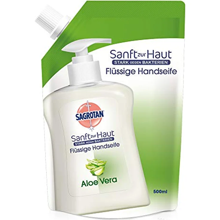 Sagrotan Handseife Aloe Vera Nachfüllbeutel, Flüssige Handseife, 1er Pack (1 x 500 ml) – Bild 1