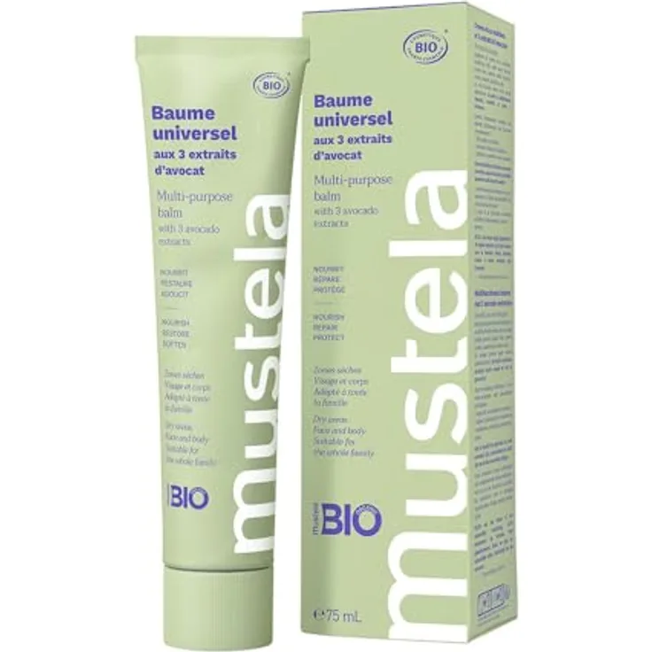 Mustela Bio Universal Balsam, Körpercreme 75 ml, vegan, parfümfrei, für alle Hauttypen