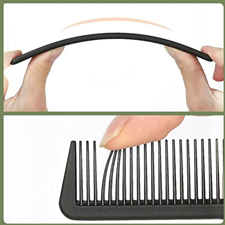 LINAERSHAO 19cm Styling Kamm, bruchfester, antistatischer Carbon-Kamm für Männer mit breiten und feinen Zähnen, schwarz – Bild 5