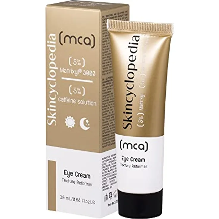 Skincyclopedia 5% Koffein Augencreme gegen Falten und Augenringe mit Matrixyl, Anti Aging Peptide Augenkonturcreme, Caffeine Eye Cream with Peptides, Hochwirksame Gesichtspflege, 30ml
