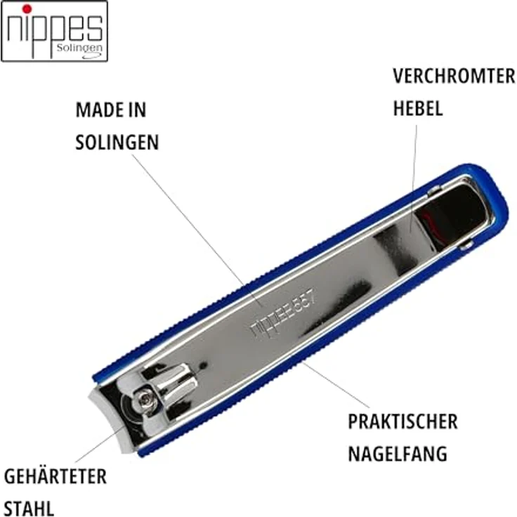 Nippes Solingen Fuß-Nagelknipser, Inkl. Nagelfang, Kunststoff, 8 cm, Blau, 557 E – Bild 4