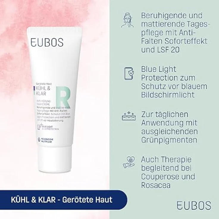 Eubos KÜHL & KLAR ANTI-RÖTUNG Tagescreme LSF 20 40ml - Beruhigende und mattierende Pflege für gerötete Haut, schützt vor blauem Bildschirmlicht – Bild 2